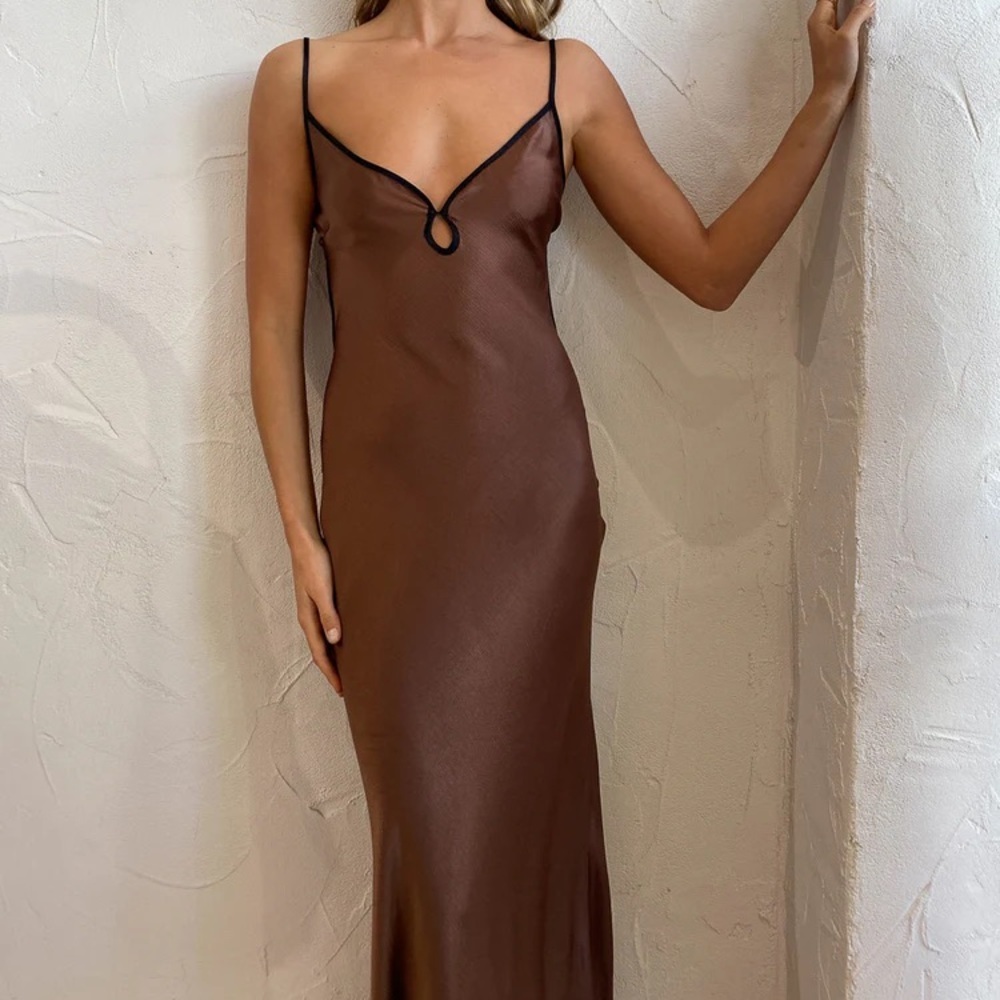 NWT Bec and Bridge Cedar City Maxi Dress Chocolate Brown Black Size 10